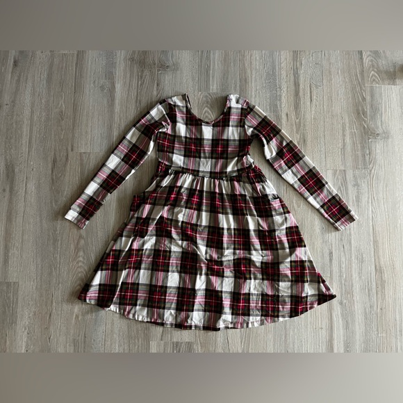 Hanna Andersson Girls Celebration Skater Dress Family Holiday Plaid - Size 12 - Picture 2 of 7